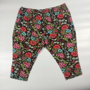 Ellos Capri Pants Women's 3X Multi Floral Crop Stretch Skinny Leg Elastic Waist